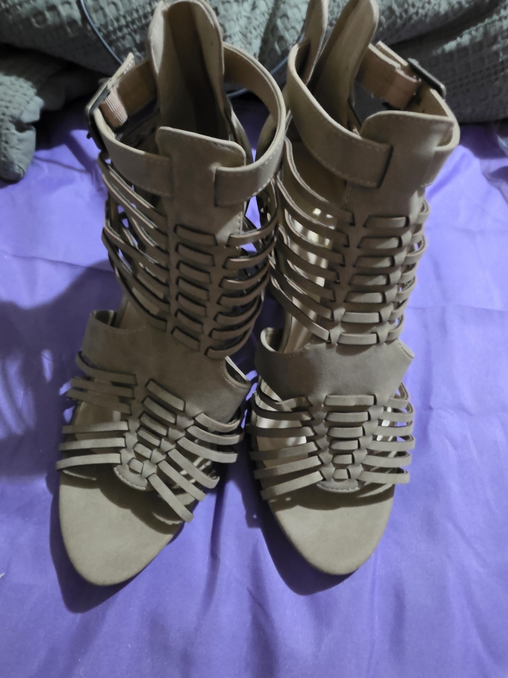 Strappy Gladiator High Heel Sandals - Taupe